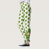 St Patrick's Day Green Clover auf hellen Weiß Leggings (Links)