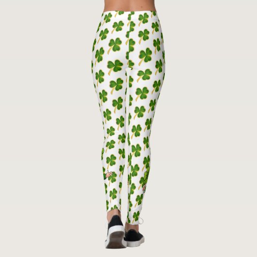 St Patrick's Day Green Clover auf hellen Weiß Leggings (Rückseite)