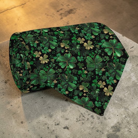 St. Patrick's Day Green Clover Custom Necktie Krawatte