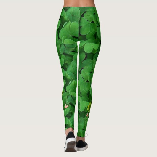 St. Patrick's Day Green Clover Dancing Leprechaun Leggings (Rückseite)