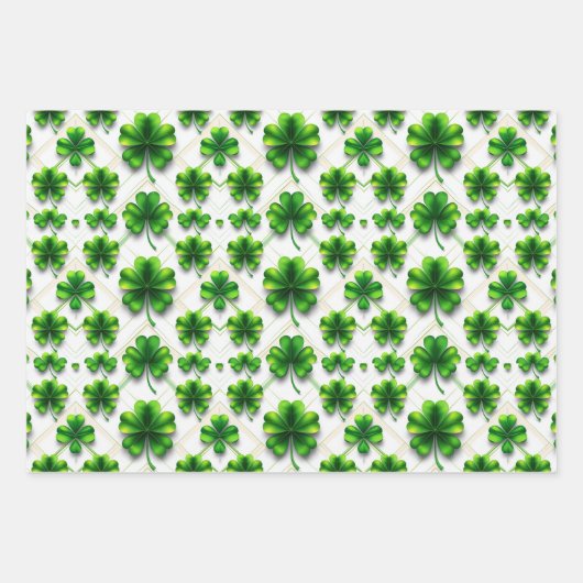 St. Patrick's Day Green Clover Diamond Pattern Geschenkpapier Set (Vorderseite)