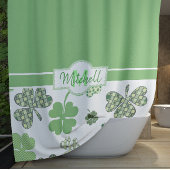 St Patrick's Day Green Clover Duschvorhang