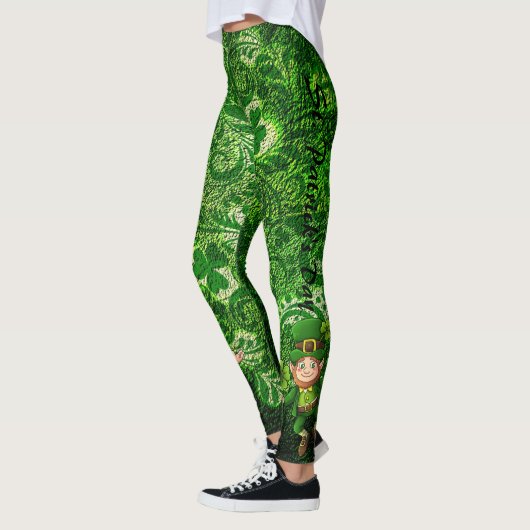 St Patrick's Day Green Clover personalisieren Text Leggings (Links)