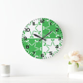 St Patricks Day Green Clover Star Geometric Große Wanduhr (Zuhause)