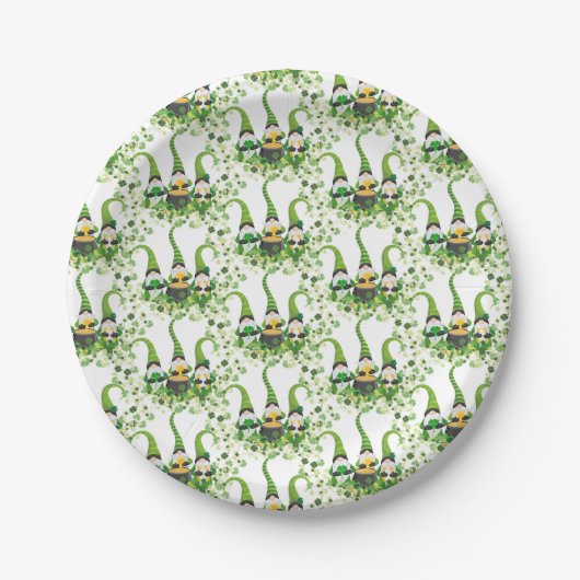 St Patricks Day Green Clovers Old Leprechaun Pappteller (Vorderseite)