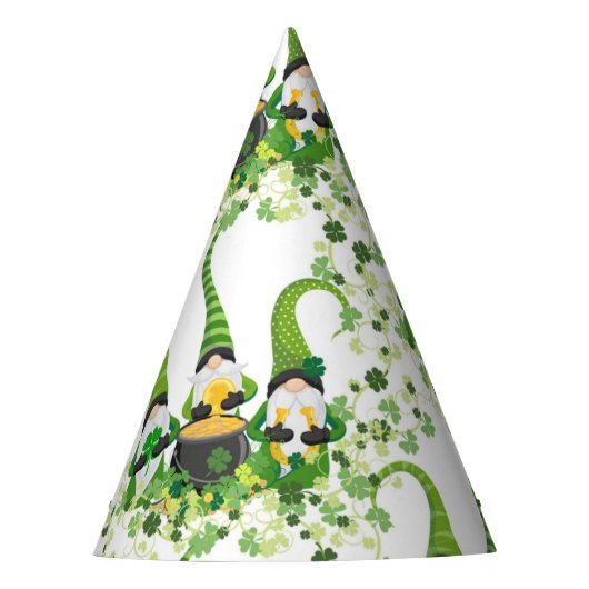 St Patricks Day Green Clovers Old Leprechaun Partyhütchen (Vorderseite)