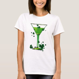 St Patricks Day Green Cocktail & Leprechaun White T-Shirt