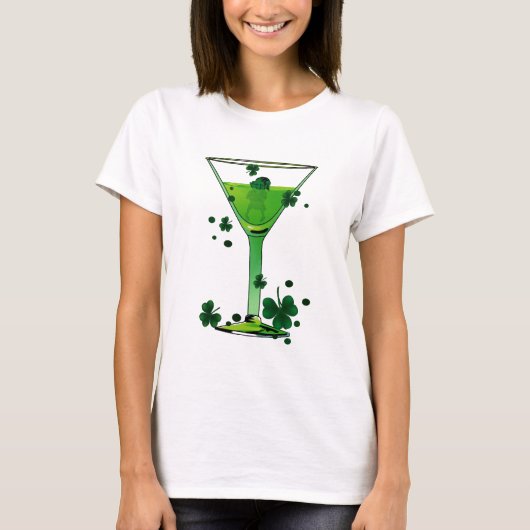 St Patricks Day Green Cocktail & Leprechaun White T-Shirt (Vorderseite)