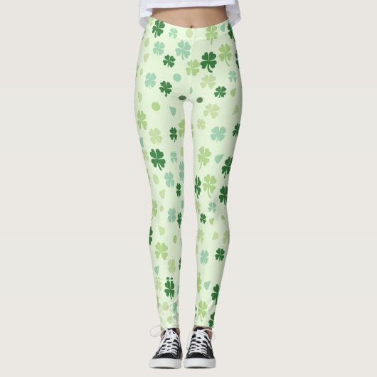 St. Patricks Day Green Cover Kleeblatts Muster Leggings (Vorderseite)