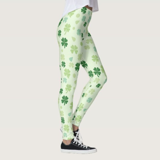 St. Patricks Day Green Cover Kleeblatts Muster Leggings (Rechts)