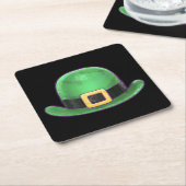 St Patricks Day Green Derby Hat auf Black Rechteckiger Pappuntersetzer (angewinkelt)
