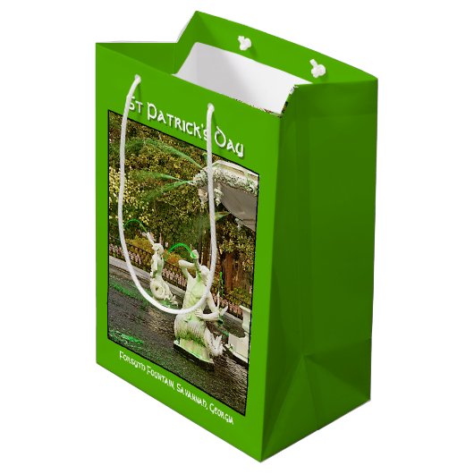 St Patrick's Day Green Forsyth Fountain Foto Mittlere Geschenktüte (Rückseite Schrägansicht)
