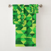 St. Patrick's Day Green Geometric Pattern Badhandtuch Set (Insitu)
