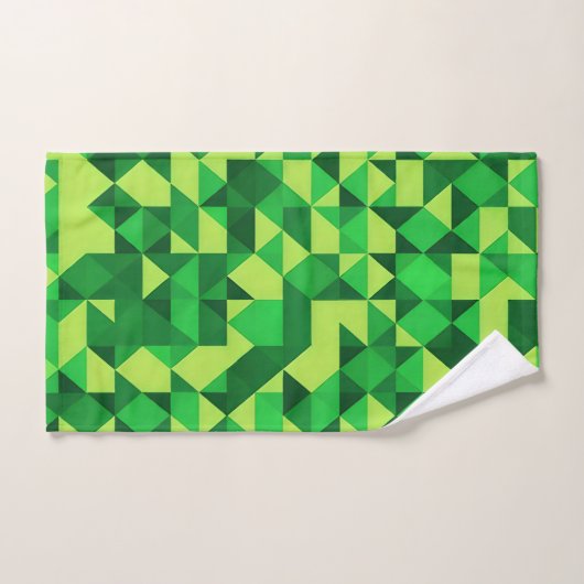 St. Patrick's Day Green Geometric Pattern Badhandtuch Set (Handtuch)