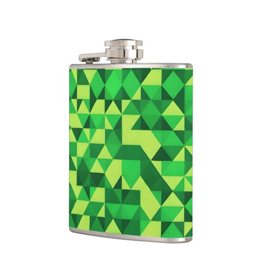 St. Patrick's Day Green Geometric Pattern Flachmann (Links)