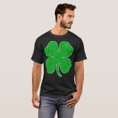 St Patricks Day Green Glitter Clover Shamrock T-Shirt (Vorne ganz)