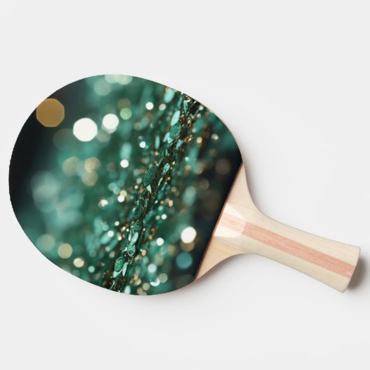☘️ St. Patrick's Day Green Glitzer Bokeh Tischtennis Schläger (Seitenansicht)