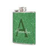 St. Patrick's Day Green Glitzer & Sparkle Monogram Flachmann (Links)