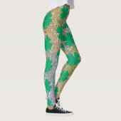St Patrick's Day Green Gold Glitzer Kleeblatt Leaf Leggings (Rechts)