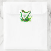 St Patricks Day Green Harp Illustration Quadratischer Aufkleber (Tasche)