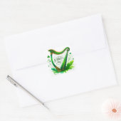 St Patricks Day Green Harp Illustration Quadratischer Aufkleber (Umschlag)