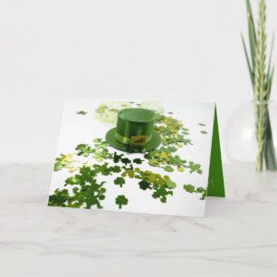 St Patricks Day Green Hat Clover Confetti Gruß Karte