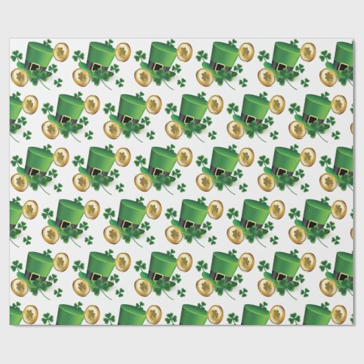 St. Patrick's Day Green Hat Kleeblatt Vine Irish Geschenkpapier (Flach)