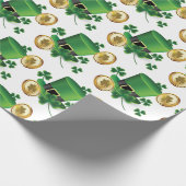St. Patrick's Day Green Hat Kleeblatt Vine Irish Geschenkpapier (Ecke)