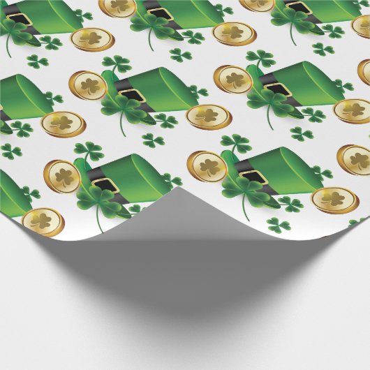 St. Patrick's Day Green Hat Kleeblatt Vine Irish Geschenkpapier (Ecke)