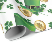 St. Patrick's Day Green Hat Kleeblatt Vine Irish Geschenkpapier (Rolleneckpunkt)