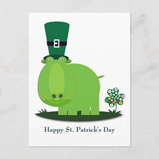 St Patrick's Day: Green HIPPO Postkarte (Vorderseite)