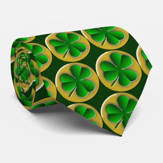 St Patrick's Day Green Irish Clover Kleeblatt Krawatte (Gerollt)