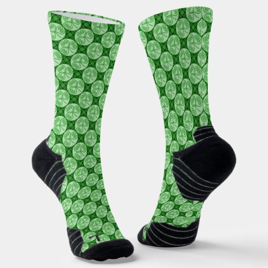St. Patrick's Day Green Kariert Kleeblatt Muster Socken (Gewinkelt)