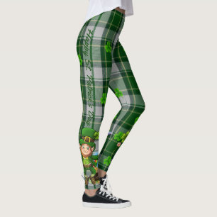 St. Patrick's Day Green Kariert Tartan Pot of Gold Leggings