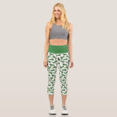 St Patricks Day Green Kariert Truck Clover Leaf Capri Leggings (Vorderseite)
