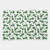 St Patricks Day Green Kariert Truck Clover Leaf Geschirrtuch (Horizontal)