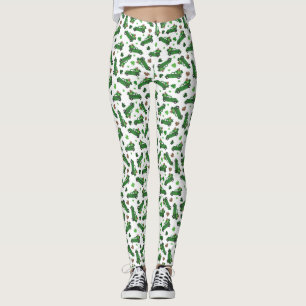 St Patricks Day Green Kariert Truck Clover Leaf Leggings