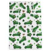 St Patricks Day Green Kariert Truck Clover Leaf Mittlere Geschenktüte (Rückseite)