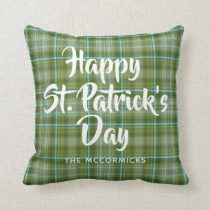 St Patricks Day Green Karierte Familie Personalisi Kissen