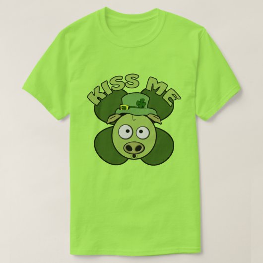 St Patricks Day Green Kiss Me Pig T-Shirt (Design vorne)