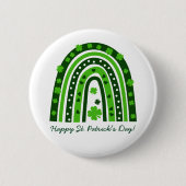 St. Patrick's Day Green Kleeblatt Boho Rainbow Button (Vorderseite)