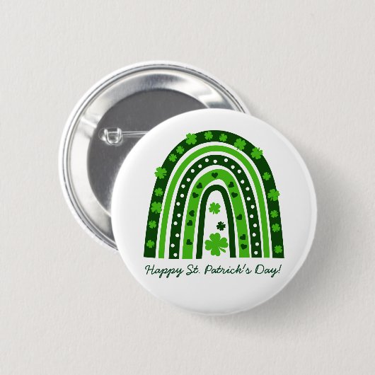 St. Patrick's Day Green Kleeblatt Boho Rainbow Button (Vorne & Hinten)
