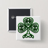 St Patricks Day Green Kleeblatt Button (Vorne & Hinten)