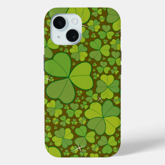 St. Patrick's Day Green Kleeblatt Clover Muster iPhone 15 Hülle