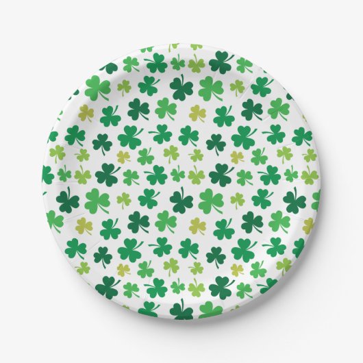 St Patricks Day Green Kleeblatt Clover Pattern Pappteller (Vorderseite)