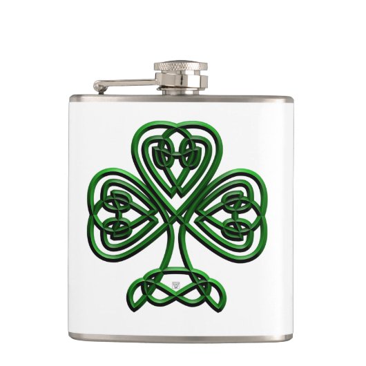 St Patricks Day Green Kleeblatt Flachmann (Vorderseite)