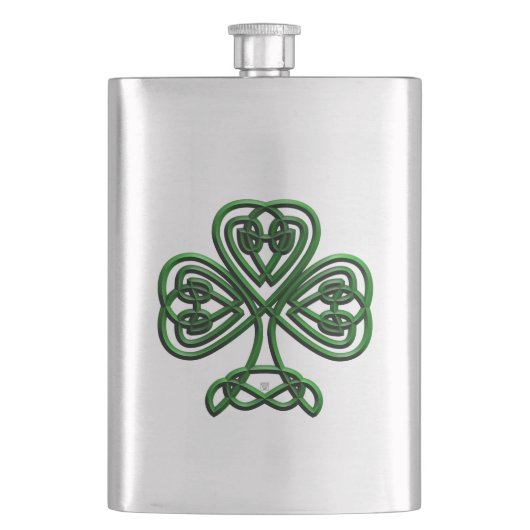 St Patricks Day Green Kleeblatt Flachmann (Vorderseite)