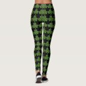 St. Patrick's Day Green Kleeblatt Floral Black Leggings (Rückseite)