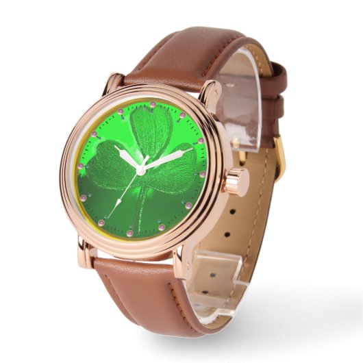 ST PATRICK'S DAY GREEN KLEEBLATT GEMSTONE JEWEL ARMBANDUHR (Winkel)