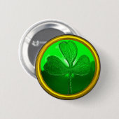 ST PATRICK'S DAY GREEN KLEEBLATT GEMSTONE JEWEL BUTTON (Vorne & Hinten)